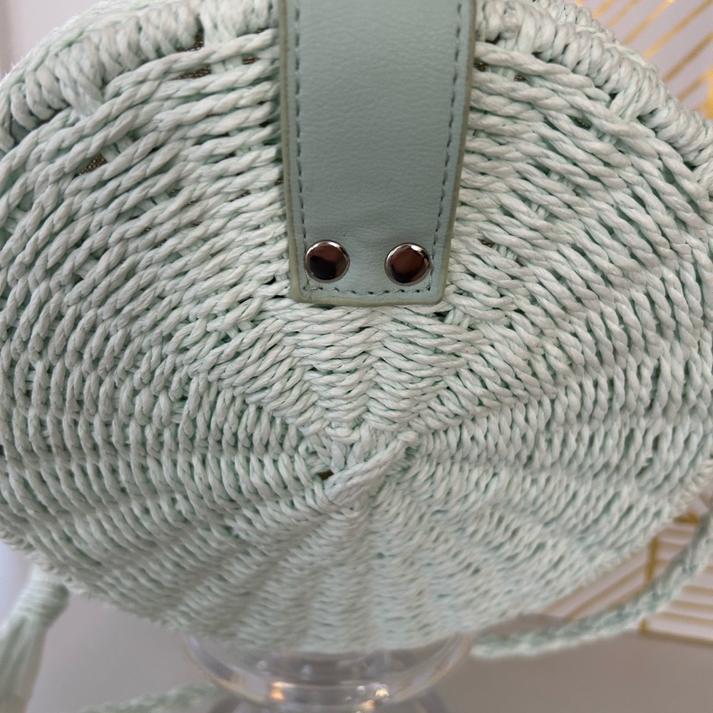 Mia & Tess NWT Mint Green Woven hard shell Round Purse - Picture 13 of 14